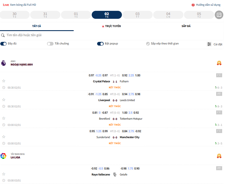 lịch thi đấu tỷ số trực tuyến 7m
